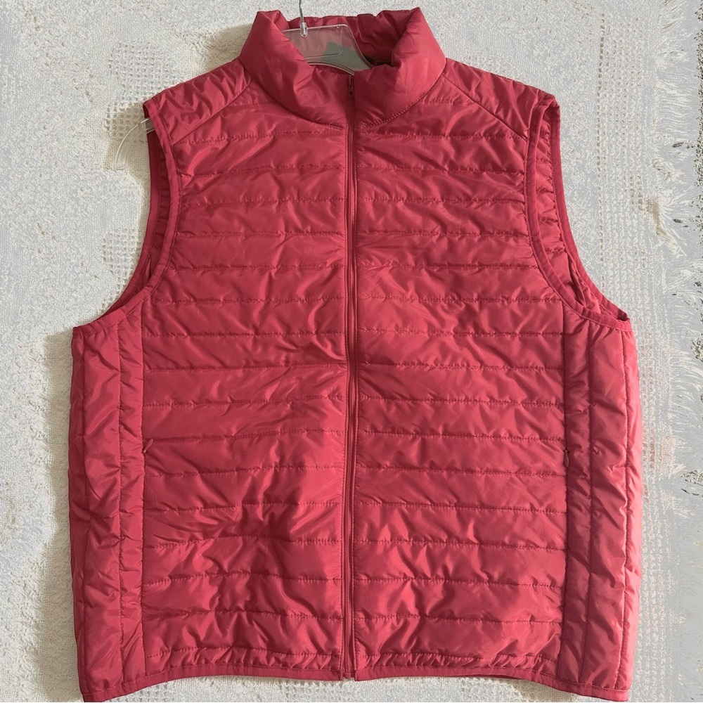 John Bartlett Red Quilted Vest Jacket - Full Zip, Size Large